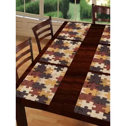 REVEXO Beige & Brown 6 Pieces Printed Table Placemats-picture-39