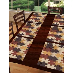 REVEXO Beige & Brown 6 Pieces Printed Table Placemats-picture-20