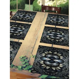 REVEXO Black & Blue 6 Pieces Printed Anti-Slip Table Placemats-picture-40