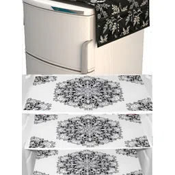 REVEXO Black & White 4 Pieces Refrigerator covers & Mats-picture-38