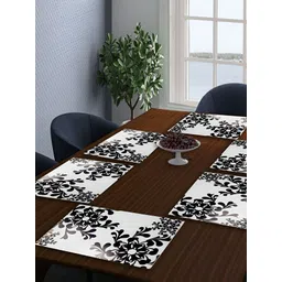 REVEXO Black & White 6 Pieces Floral Printed Table Placemats-picture-23