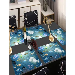 REVEXO Blue 6 Pieces Printed Water Proof Rectangular Table Placemats-picture-42