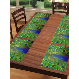 REVEXO  Blue & Green 6Pcs Ethnic Motifs Anti-Slip Rectangle Shaped Table Placemats-picture-14