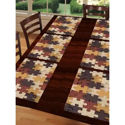 REVEXO Brown & Beige 6 Pieces Printed Anti-Slip Table Placemats-picture-31