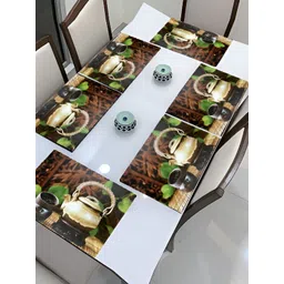 REVEXO Brown & Green 6 Pieces Printed Anti-Slip Table Placemats image 1