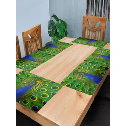 REVEXO Green & Blue 6 Pieces Peacock Printed Waterproof Table Placemats-picture-24