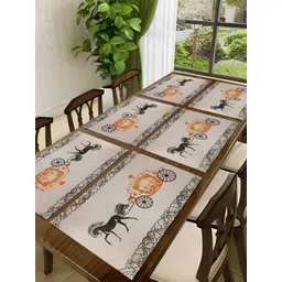 REVEXO Off White & Blue 6 Pieces Printed Table Placemats-picture-17