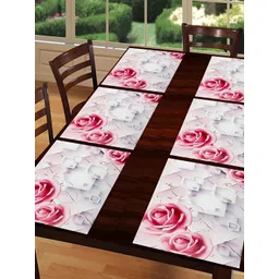 REVEXO Pink & White 6 Pieces Printed Anti-Slip Table Placemats-picture-11