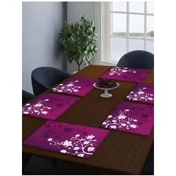REVEXO Purple 6 Pieces Floral Printed Rectangle Table Placemats-picture-25