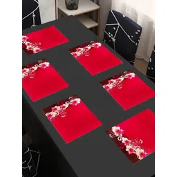 REVEXO Red 6 Pieces Floral Printed Table Placemats-picture-21