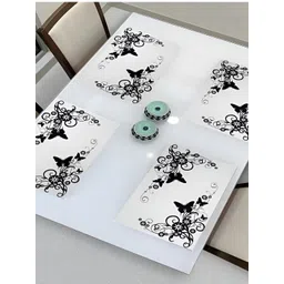 REVEXO White & Black 4 Pieces Printed Rectangular Table Placemats-picture-13