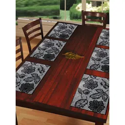 REVEXO White & Black 6-pcs Printed Rectangular Table Placemats-picture-38