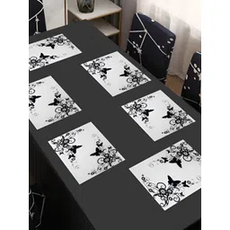 REVEXO White & Black 6 Pieces Printed Anti-Slip Table Placemats-picture-14