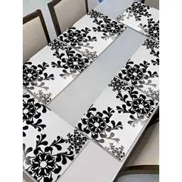 REVEXO White & Black 6 Pieces Printed Anti-Slip Table Placemats-picture-13