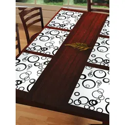 REVEXO White & Black 6 Pieces Printed Rectangular Table Placemats-picture-26