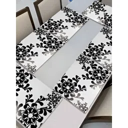 REVEXO White & Black 6 Pieces Printed Rectangular Table Placemats-picture-30