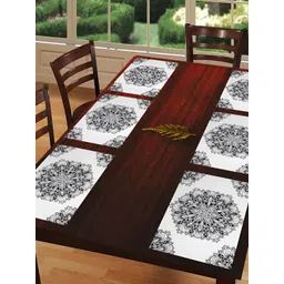REVEXO White & Black 6 Pieces Printed Rectangular Table Placemats-picture-34