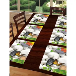 REVEXO White & Brown 6 Pieces Printed Non-Slip Rectangular Table Placemats-picture-19