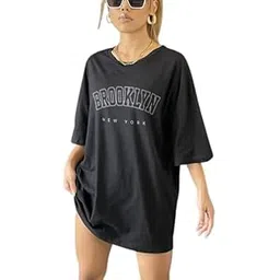 revexo Women's Cotton Blend Half Sleeve Printed Loose Fit Round Neck T-Shirts.…-picture-26