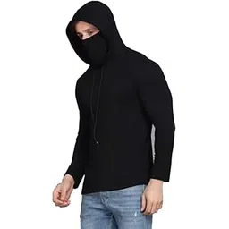 revizo Cotton Solid Men Hooded Neck with Mask Full Sleeves Stylish Winter/Gym Hoodie/Sweatshirt for Men-picture-48