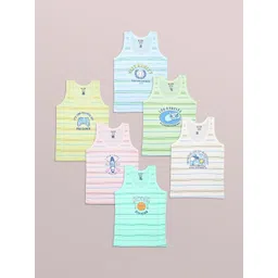 Revvo Junior Boys Pack Of 6 Printed Cotton Basic Vests RJV-103-picture-41