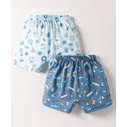 Revvo Junior Cotton Knit Boxers With Nautical & Games Theme Print Pack Of 2 - Blue & Light Blue-picture-28