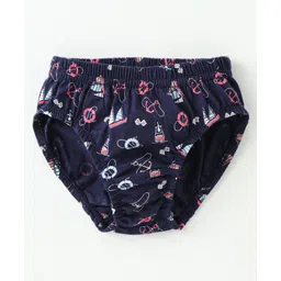 Revvo Junior Cotton Knit Briefs Boat Print Pack Of 2 - Navy Blue & Red image 2