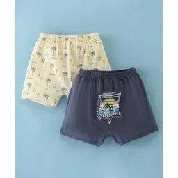 Revvo Junior Cotton Knit Briefs Palm Tree Print Pack Of 2 - Yellow & Navy Blue-picture-20