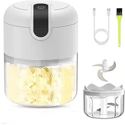 Mini Electric Meat/Garlic Chopper Slicer, 250 ml Portable Food Chopper Processor, Garlic Masher with Sharp Blades Blender for Fruits/ Chili/Garlic/Vegetables/Onion/Nuts/Pepper/Ginger/Salad Electric Vegetable Chopper Electric Vegetable & Fruit Chopper-image-17