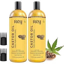 Rey Naturals Cold Pressed Castor Oil For Hair Growth | Castor Oil For Skin | Castor Oil Cold Pressed | Arandi ka Tel original | Castor Oil For Face | Castor Oil for Eyelashes & Eyebrow - 200 ml*2-picture-17