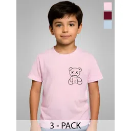 REYA Boys Pack of 3 Graphic Printed Round Neck Cotton T-shirts-picture-48