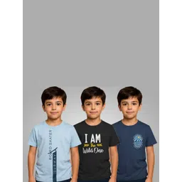 REYA Boys Pack of 3 Typography Printed Round Neck Cotton T-shirts-picture-26