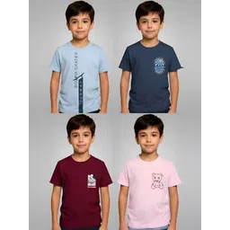 REYA Boys Pack of 4 Graphic Printed Round Neck Cotton T-shirts-picture-28