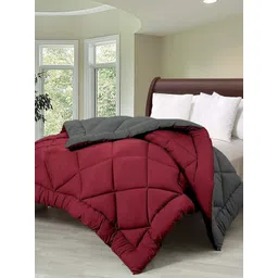 RF RELAXFEEL Maroon & Grey Geometric Heavy Winter 233 GSM Single Bed Quilt image 4