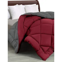 RF RELAXFEEL Maroon & Grey Geometric Heavy Winter 233 GSM Single Bed Quilt image 3
