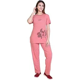 rg by s.s. clothing RG Summer Daily Night Wear Cotton Round Neck Printed Half Sleeve Top& Bottom For Women's (NS-02)-picture-50