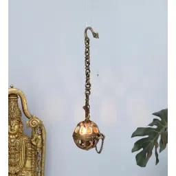 rhapsodically made Antique Hanging Gold Brass Diya-picture-33