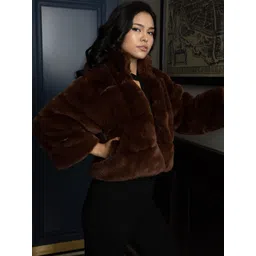 Rhe-Ana Self Designed Mock Collar Faux Fur Tailored Jacket-picture-29