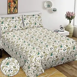 RHF 300 TC Super King 100% Cotton Traditional Bedspread Bed Cover Floral Design Double bedsheet with 2 Pillow Covers (8 Feet X 9 Feet, 100" X 108") Multi-47-picture-23