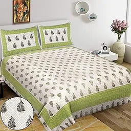 RHF King 100% Cottonl Bedspread Bed Cover Floral Design Double bedsheet with 2 Pillow Covers (8 Feet X 9 Feet, 100" X 108")- Multi Color (King- (8 Feet X 9 Feet, 100" X 108"), NP-32)-picture-30