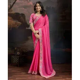 ri-wah Bandhani Print Sequins Georgette Embellished Saree -picture-51