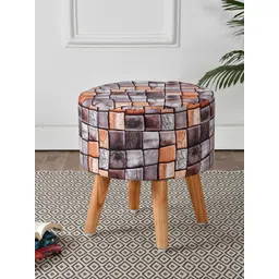 RIANCE CREATIONS  Multi Printed Velvet & Wood Ottomans-picture-35