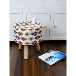 RIANCE CREATIONS White & Brown Printed Ottomans-picture-14