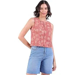 rianu Sleeveless Pleated Top | Solid Sleeveless Women's Casual Wear Tops-picture-42