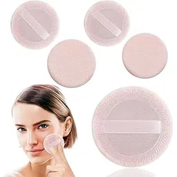RIANZ® Pack of 4 Powder Puff Round Velour Face Makeup Compact Body Container Setting Pressed Blending Foundation Cream Make Up Ribbon Strap Sponge Cushion Applicator (Pink)-picture-19