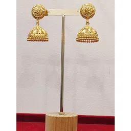 RICH AND FAMOUS Gold-Plated Artificial Beads Beaded Dome Shaped Jhumkas-picture-12