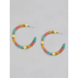 RICHEERA Pink & Yellow Circular Half Hoop Earrings-picture-23