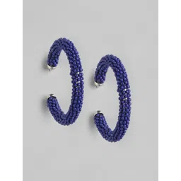 RICHEERA Silver-Plated Circular Artificial Beads Half Hoop Earrings-picture-34