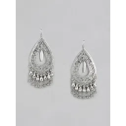RICHEERA Silver-Toned Teardrop Shaped Drop Earrings-picture-11