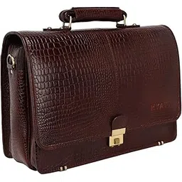 richsign leather accessories 24 Litres Leather Laptop Briefcase Bags For Men Office (BROWN-2) (Dimension- H-14 x L-16 x W-6 Inch | Weight- 1.2 KG / 1200 GR)-picture-39